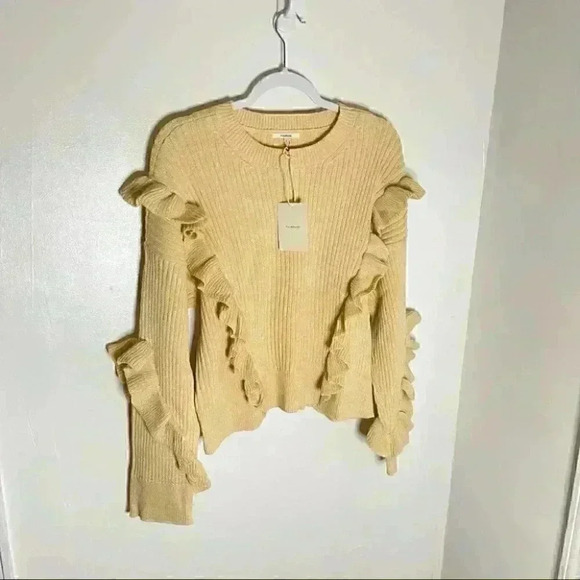 Tularosa Quinn Ruffle Sweater in Cream Size Large - Picture 6 of 6